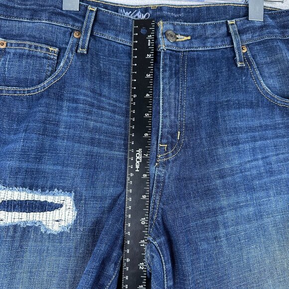 Mossimo Denim Women's Boyfriend Jeans Roll Tab Hem Distressed Blue Size 12/31 - Picture 7 of 10